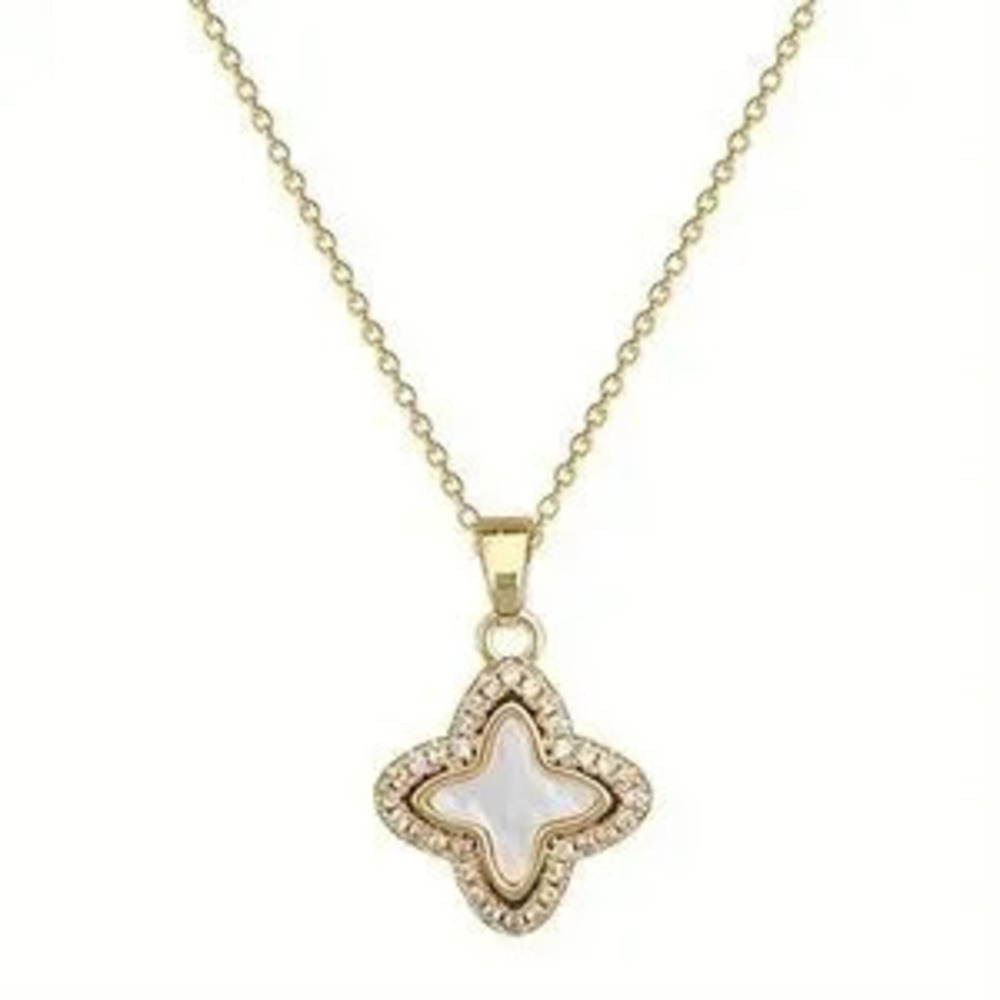 White Enamel Pendant Necklace with Zirconia
